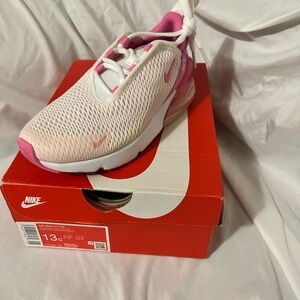 Nike Women's Air Max 270 White and Pink Sneakers